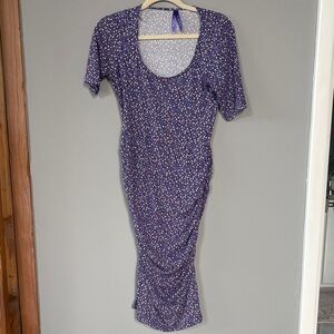 Seraphine Purple Diamond Midi maternity dress size  4